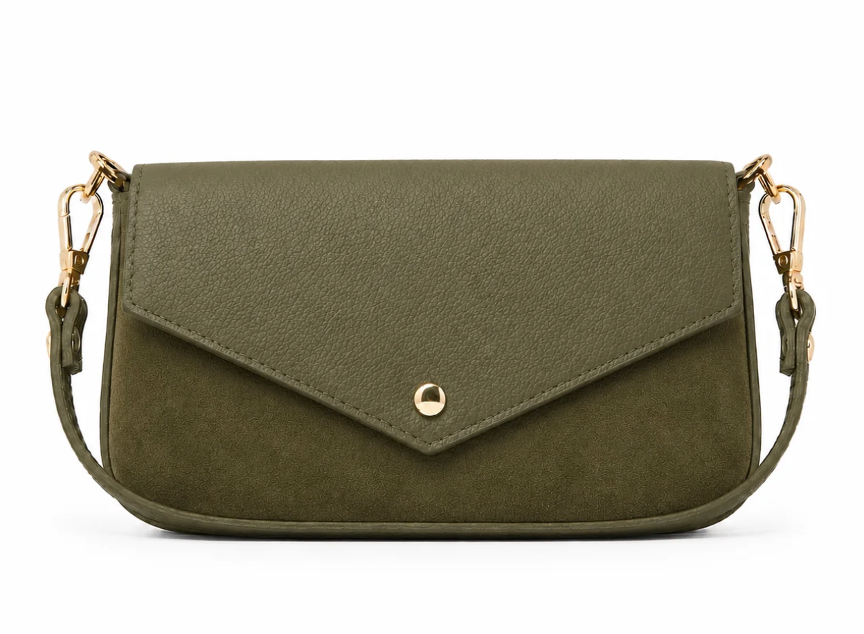 GERMAN FUENTES LEATHER HANDLE & SUEDE CROSSBODY BAG