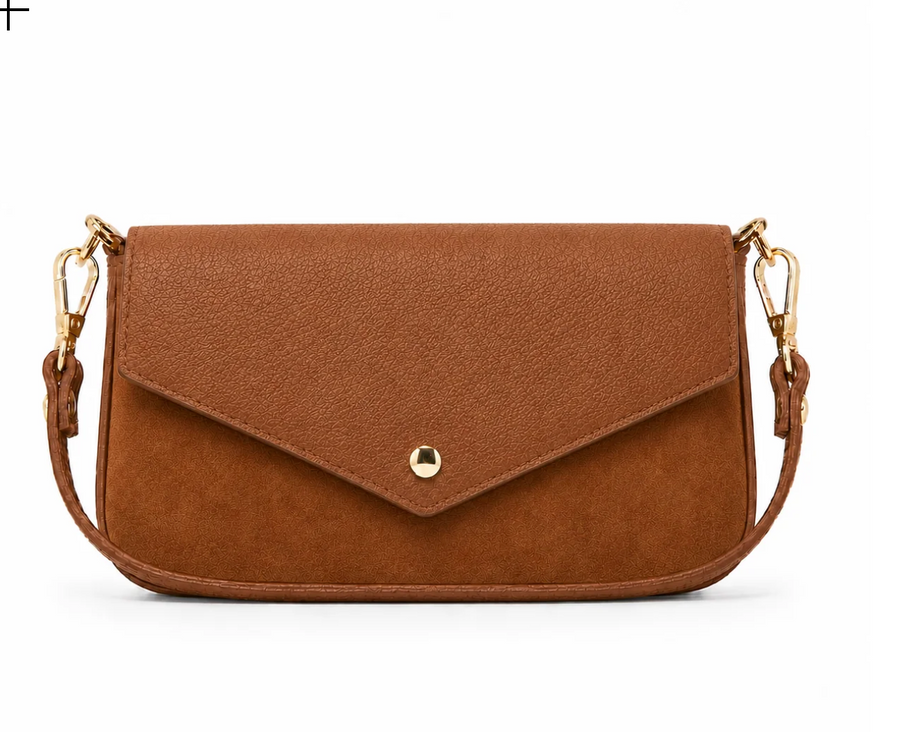 GERMAN FUENTES LEATHER HANDLE & SUEDE CROSSBODY BAG